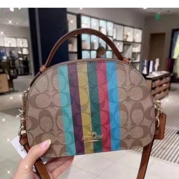 COACH Serena Satchel Crossbody Bag In Signature Canvas With Stripe C5642 - Picture 2 of 12